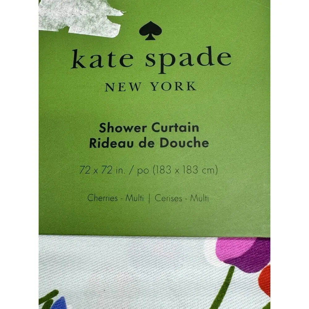 Kate Spade New York Blue Multi Color Cherries Fabric Shower Curtain Rainbow